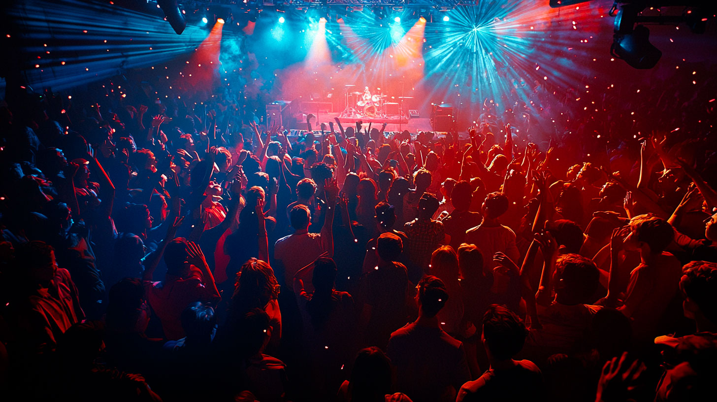 en konsert med många ungdomar i publiken