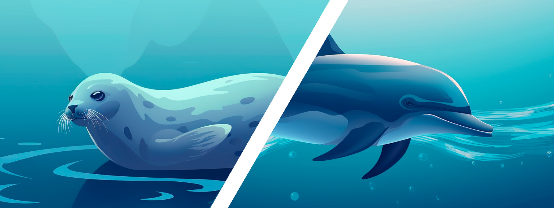 en säl och en delfin