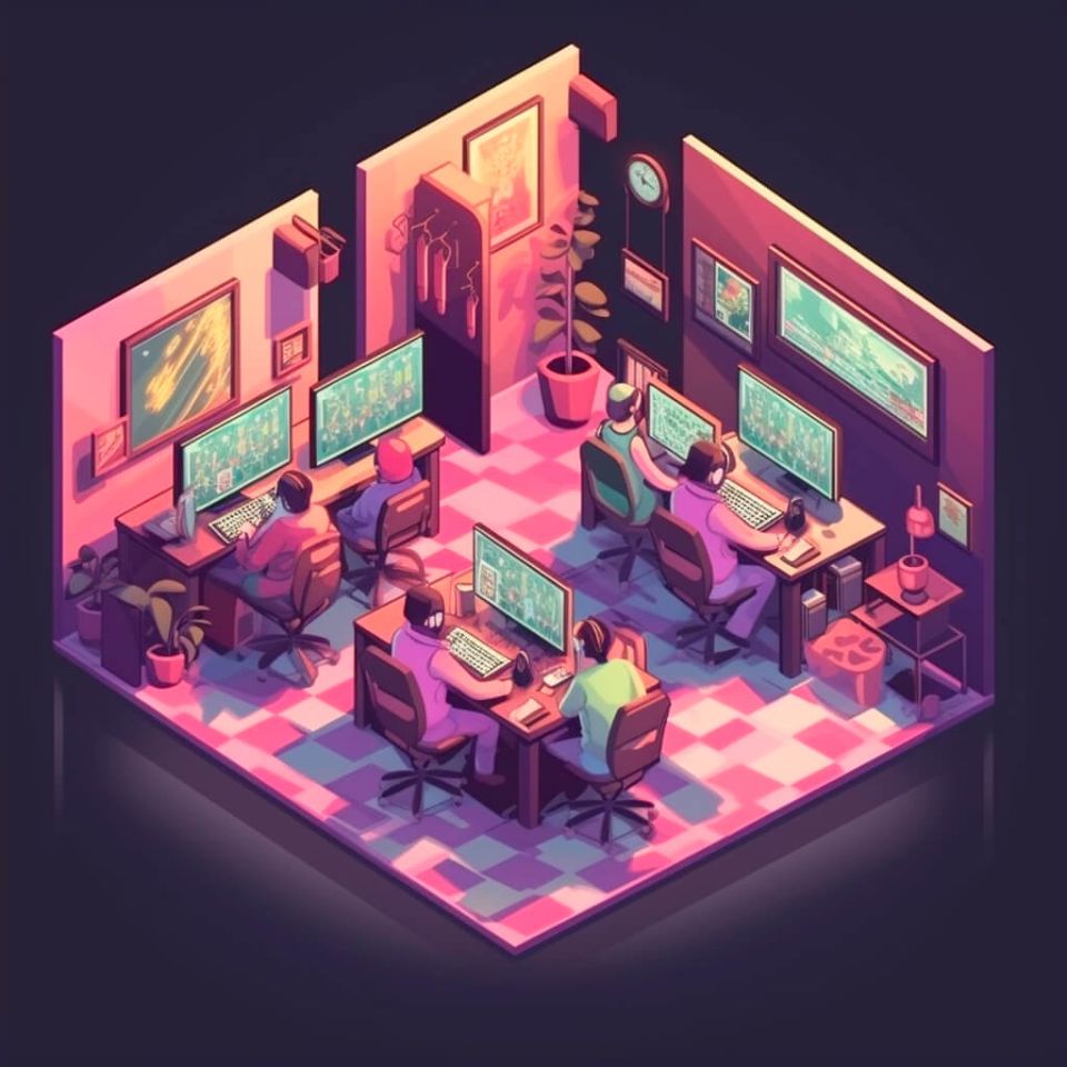 en webbyrå med anställda som jobbar