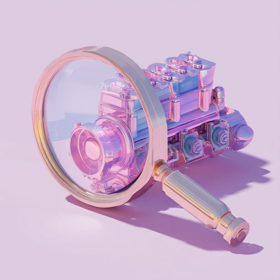 Ett förstorningsglas som granskar en sökmotor