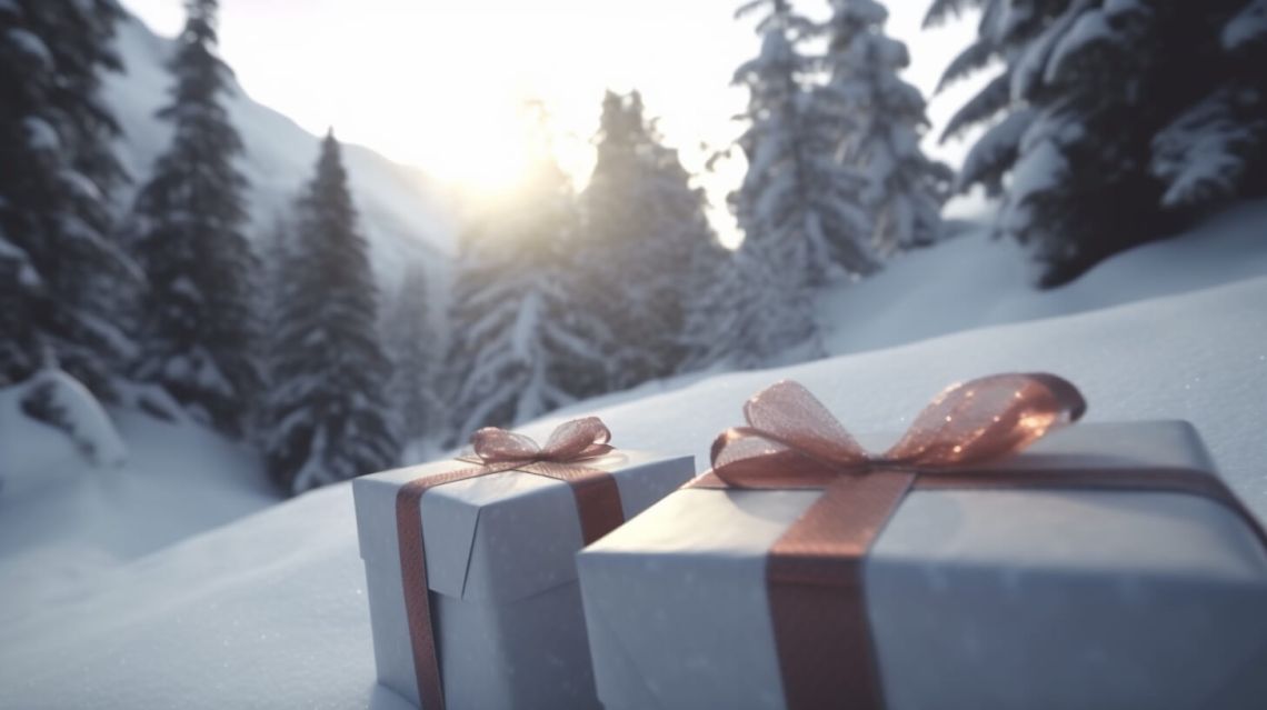 En kille med sportiga vinterkläder