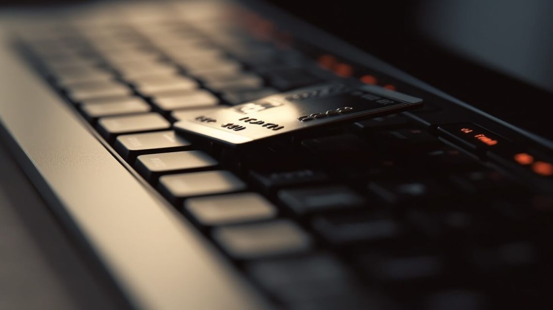 Ett kreditkort ligger på ett tagentbord