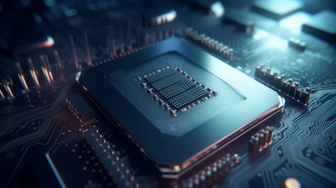 Ett datorchip i närbild
