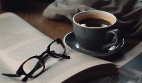 Kaffekopp pu00e5 en tidning