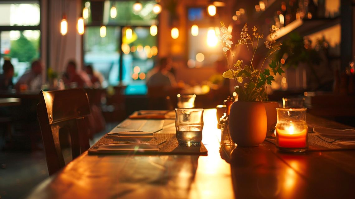 Ett dukat bord på en restaurang