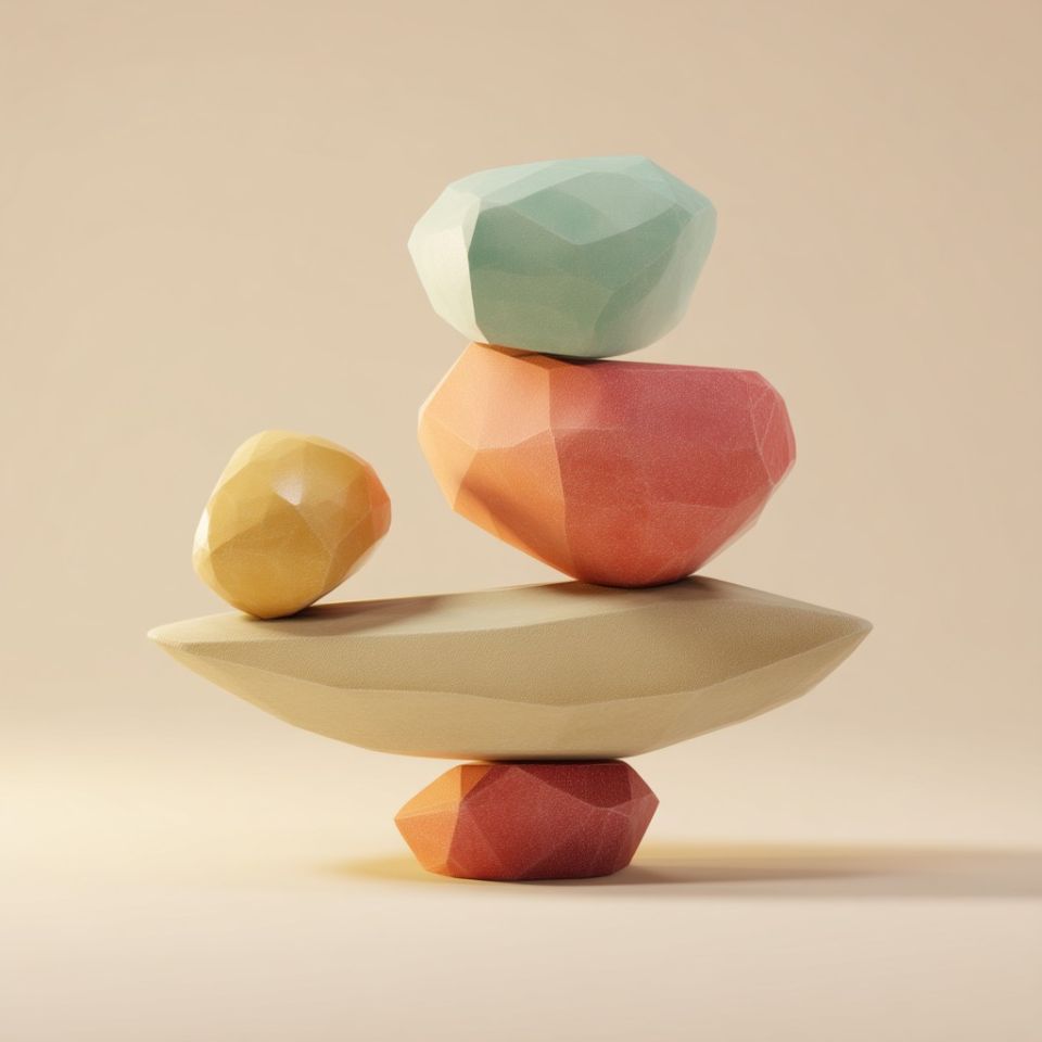 stenar som balanserar i harmoni