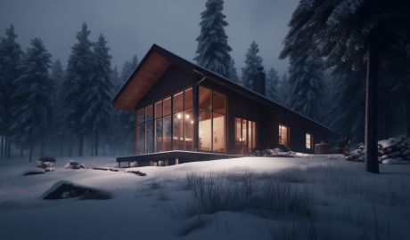 En mysig stuga i Branäs på kvällen