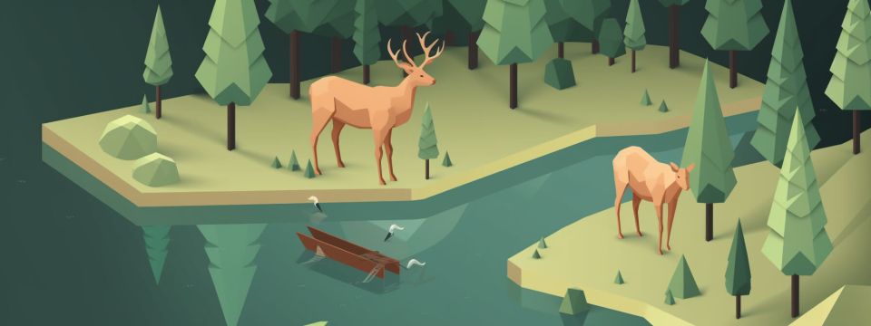 Två stycken rådjur står i en skog