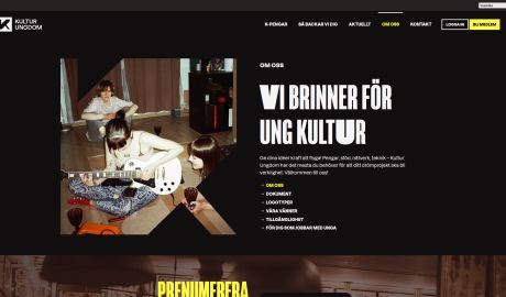 framsidan på kulturungdoms webbsida