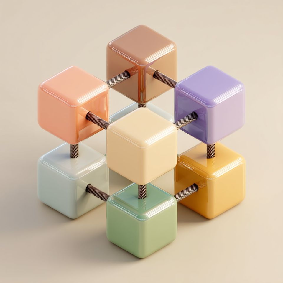 en block av ihopkopplade kuber