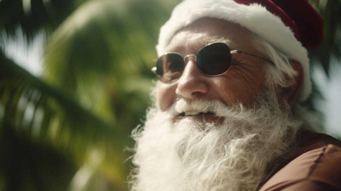 En tomte med solglasögon