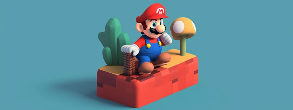 En bild på Super Mario ifrån Nintendos kända spel