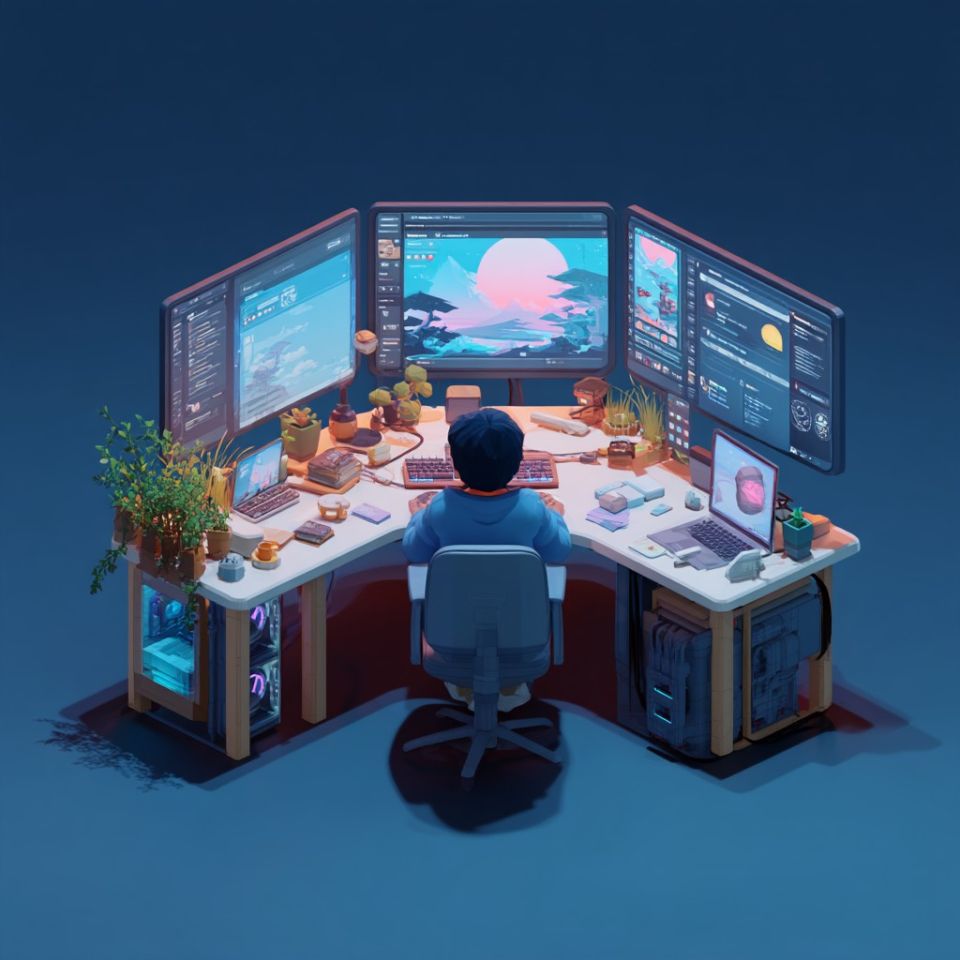 En WordPress-utvecklare jobbar vid sina datorskärmar