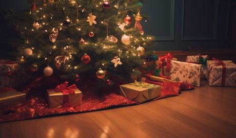 Julgran med presenter under