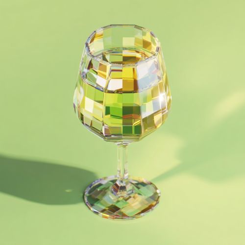 ett kristallglas med vitt vin