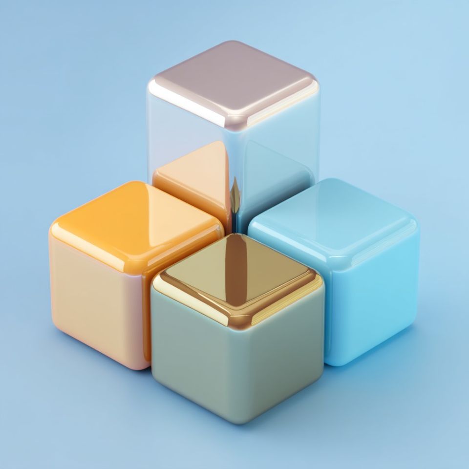 olika färgade kuber