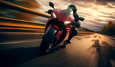 racning motorcykel kör snabbt på racingbana