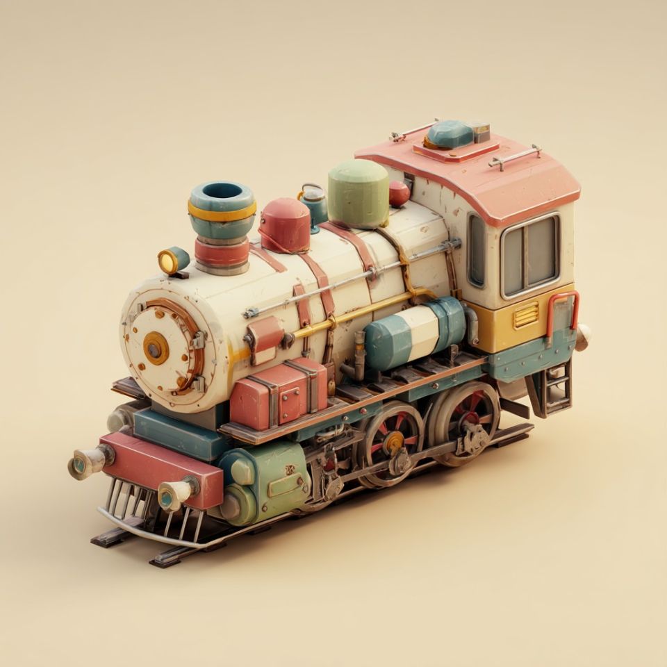 ett gammalt lokomotiv