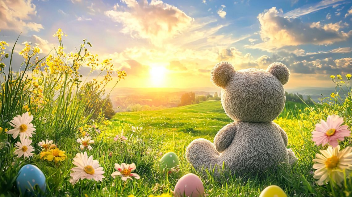 En nallebjörn tittar ut över horisonten