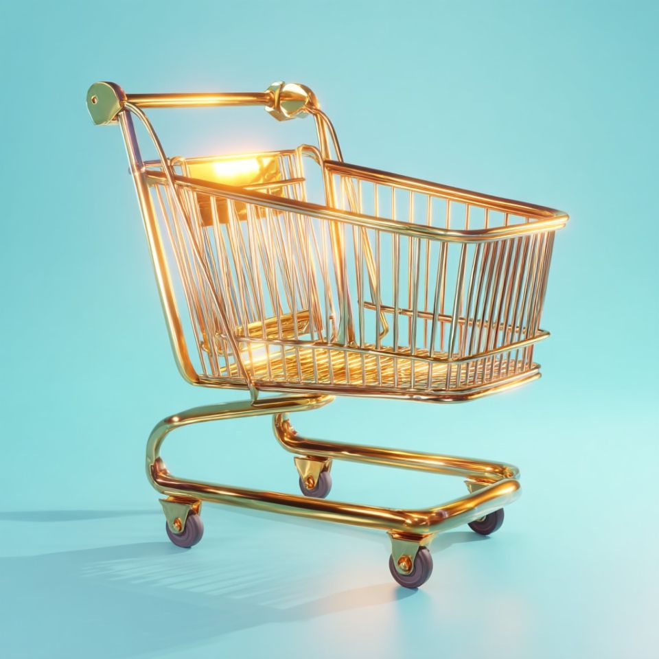 en kundvagn som är gjord av guld