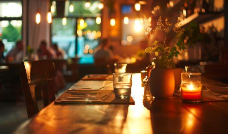 Ett dukat bord på en restaurang