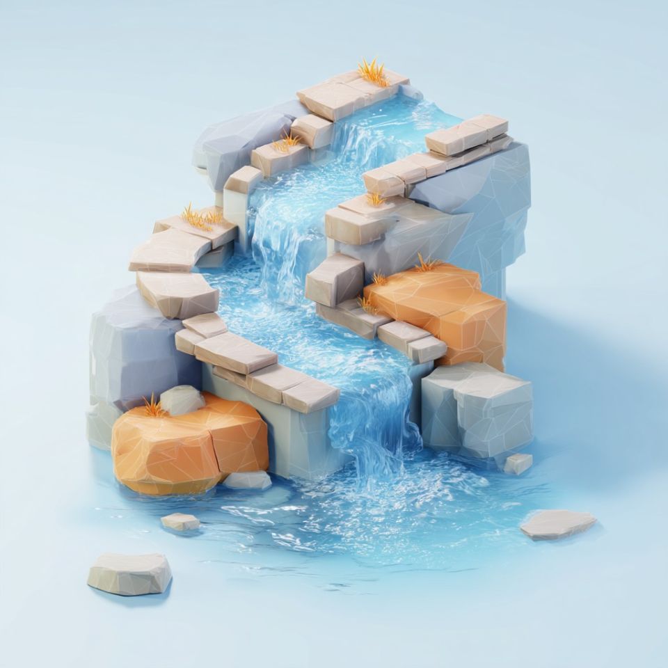 en ström med vatten som forsar