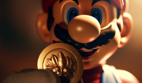 En bild på Super Mario med medalj