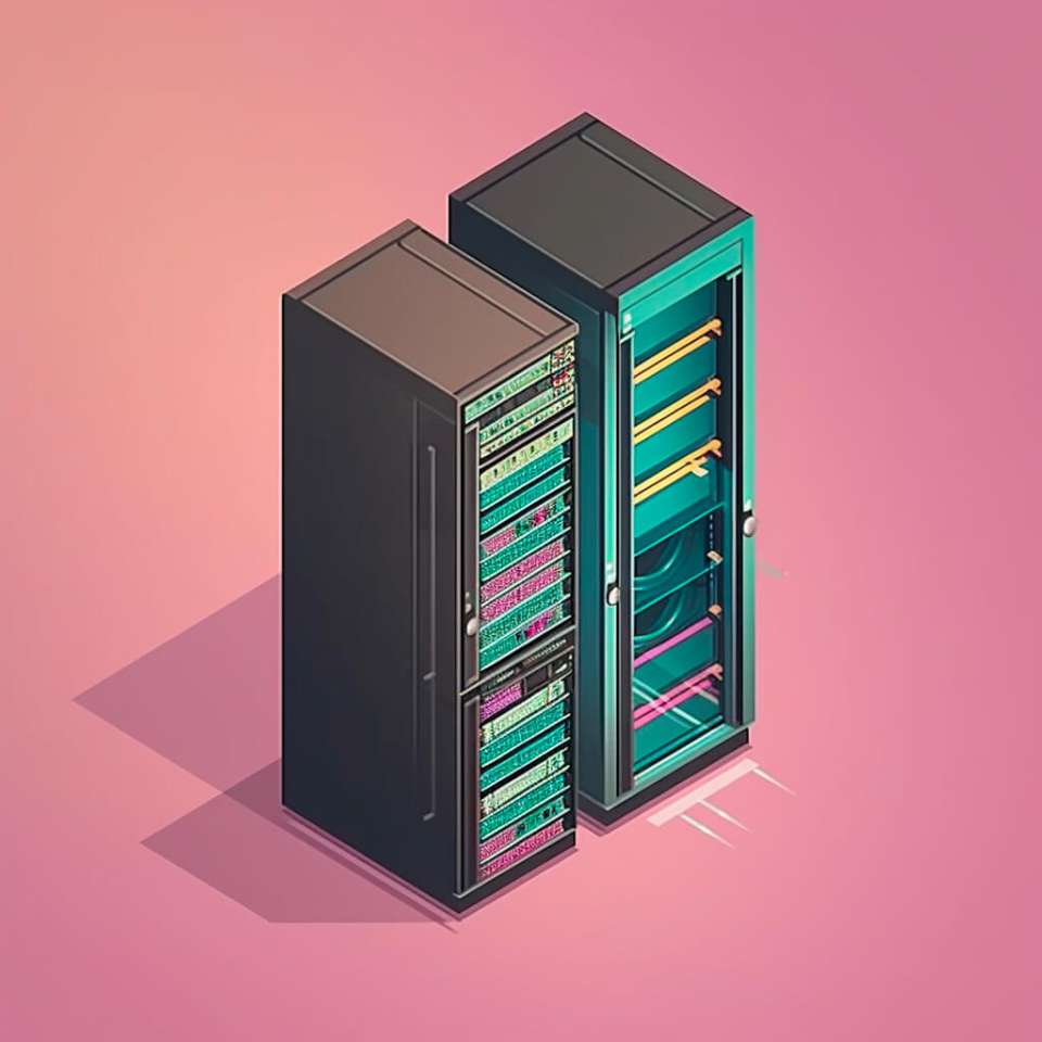 Ett stort fullhöjd serverrack