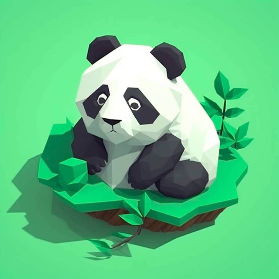En panda sitter i buskage