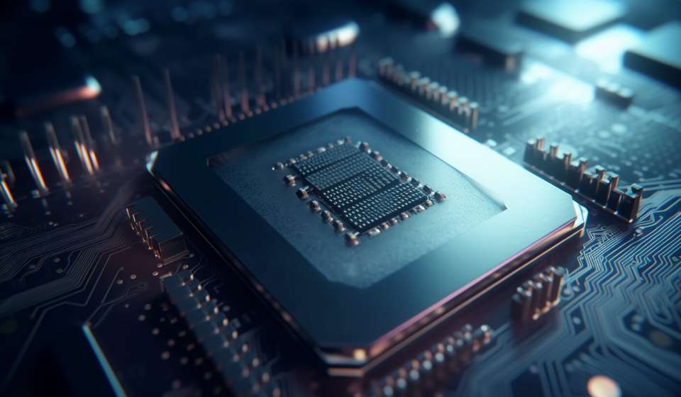 Ett datorchip i närbild