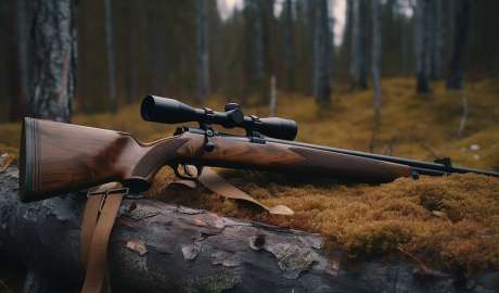 Ett jaktgevär i skogen